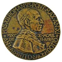 Vatikán ~1949. "XII. Pius pápa" bronz emlékérem. Szign.: Aurelio Mistruzzi (88mm) T:VF patina Vatican ~1949. "Pius XII" bronze commemorative medallion. Sign.: Aurelio Mistruzzi (88mm) C:VF patina