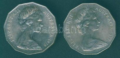 Ausztrália 1970. 50c "Cook ausztráliai útja" + 1977. 50c "Ezüstjubileum" T:2