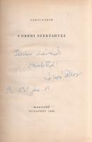 Garai Gábor:  Emberi szertartás. [Versek és műfordítások.] (Dedikált.) Budapest, 1960. Magvető Könyvkiadó (Szabadság Lapnyomda, Debrecen). 178 + [2] p. Egyetlen kiadás. Dedikált: ,,Fischer Mártának szeretettel: Garai Gábor. Bp. 1961. jan. 13&quot;. Garai Gábor költő, szerkesztő, műfordító harmadik verseskötete. Tezla 4374. Illusztrált kiadói félvászon kötésben, színes, illusztrált, enyhén sérült kiadói védőborítóban. Jó példány.