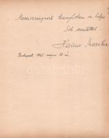 Turay Ida (1907-1997) színésznő, érdemes művész autográf ajánlása egy 245x190 mm-es papírlapon. A la...