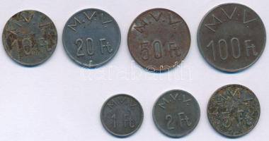~1950-1970. 1Ft - 100Ft (7xklf) Fe "M.V.V." Miskolci Villamos Vállalat (?) közlekedési bár...
