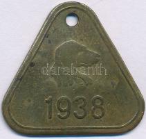 1938. &quot;Abaúj-Torna Vármegye&quot; bronz ebadójegy / kutyabárca, &quot;6226&quot; sorszámmal (29x31mm) T:XF