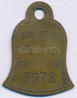 1930. &quot;Budapest ebvédjegy&quot; bronz ebadójegy / kutyabárca, &quot;6572&quot; sorszámmal (38x29mm) T:XF