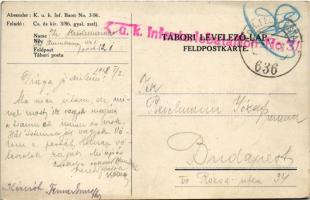 1918 K.u.k. Infanterie Bataillon No. 3/86. am Isonzo 19154-6-1917 - Feldpostkarte / Cs. és kir. 3/86...