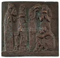 DN &quot;Gyászolók&quot; egyoldalas bronz plakett (80x81mm) T:UNC patina