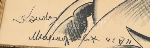 Olvashatatlan jelzéssel: Art deco férfi portré, Muraszombat, 1943. Szén, papír. Üvegezett, dekoratív...