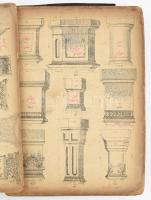 cca XIX. sz. utolsó harmada/vége Antik oszlop - figura rajzok, nyomatok, rajtuk jegyzetekkel, kopott...