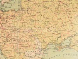 1914 Európa politikai és közlekedési térképe (szövetséges, semleges és ellenséges államok megkülönbö...