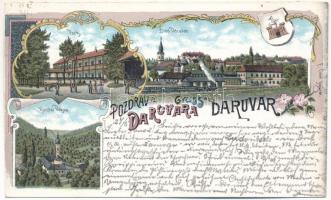 1898 (Vorläufer) Daruvár, Daruvar; Park, Bad, Kloster Pakra / fürdő, park, Pakra szerb ortodox kolos...