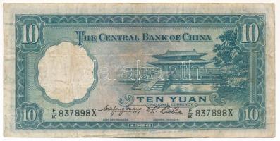 Kína / Central Bank of China 1936. 10Y "F/K 837898X" T:F China / Central Bank of China 193...