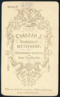 cca 1880-1890 Fiatal hölgy portréja, vizitkártya Császár József kolozsvári műterméből, 10,5x6,5 cm