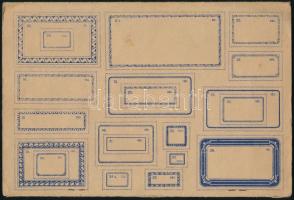 Enyvezett címkék kerettel, 4 levél tartalommal