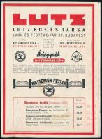 1947 Lutz Ede és Társa Lakk és Festékgyár Rt. 1947 februári árjegyzéke, kihajtható prospektus.