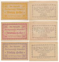 Ausztria ~1920. 6db-os papír szükségpénz-tétel, benne: Götzendorf 10h-20h-50h és Annaberg 10h-20h-50...