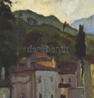 Mokos József (1892-1972): Esteledik a Comói-tó partján. Olaj, karton. Jelezve jobbra lent. Hátoldalá...