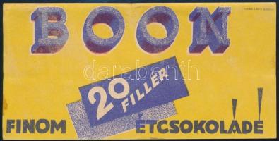 "Boon finom étcsokoládé" art deco számolócédula. Bp., Weiss L. és F., hullámos, kissé foltos.