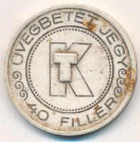 ~1940. "Budapesti Központi Általános Tejcsarnok R. T. / Üvegbetétjegy 40 fillér" bakelit T...