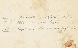 Bér Dezső (1875-1924): "Ha tovább így folytatod (...)"(karikatúra). Tus, papír, jelzett. H...