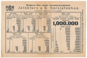 1898. &quot;Magyar Kir. Szab. Osztálysorsjáték - Játékterv a II. Sorsjátékhoz&quot; nyomtatvány T:F szép papír