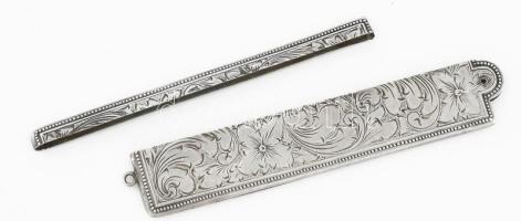 Antik ezüstözött fésűtartó, h: 11 cm