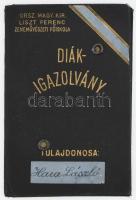 1936 id. Hara László fagottművésznek az Orsz. Kir. Liszt Ferenc Zeneművészeti Főiskolára kiállított fényképes diákigazolványa.