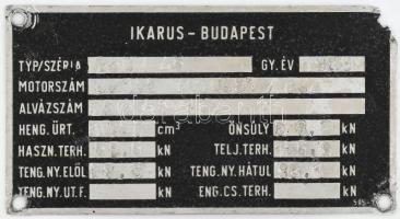 Ikarus 260/46 fémtáblája, kis sérüléssel, 8x15 cm