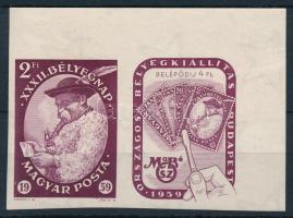 1959 Bélyegnap vágott ívsarki szelvényes bélyeg (4.000)