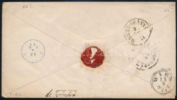 1871 5kr PS-cover "VERESKŐ GÖMÖR M." - "BREZNÓBÁNYA" - blue "MEIDLING"...