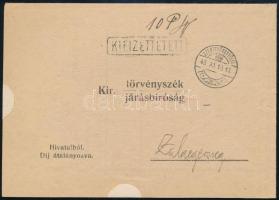 1945 (4. díjszabás) Nyomtatvány 12P helyett 10P készpénz bérmentesítéssel &quot;SZENTGYÖRGYVÖLGY&quot; - Zalaegerszeg, RR