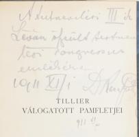 Tillier, Claude: Szent Flávia. (XII. pamflet.) A pamfletről. (XIV. pamflet.) Franciából ford., bevezetéssel és jegyzetekkel ellátta: Karafiáth [Máriusz] Marius. (Dedikált!) Claude Tillier Válogatott Pamfletjei II. Bp., 1909, Benkő Gyula, 2 sztl. lev.+ 121+(1) p. Átkötött félvászon-kötésben, egy-két lapon ceruzás firkával. A fordító, Karafiáth Máriusz (1858-1940) szemész, tisztifőorvos, történész ceruzás dedikációjával.