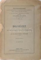 Domanovszky Endre: A bölcsészet szükségképeni tudomány. (Székfoglaló értekezés.) Értekezések a bölcsészeti tudományok köréből II. sz. Pest, 1872, Eggenberger (Athenaeum-ny.), 33+(1) p. Kiadói papírkötés, sérült borítóval, sérült, részben szétváló fűzéssel.