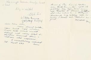 1945 Budapest, Belvárosi Kávéház, Pikler Ferenc mérnök saját kézzel írt levele Szekeres György (1914...