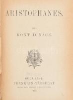 Kolligátum, 4 mű (Olcsó Könyvtár sorozat): Kont Ignácz: Aristophanes.; Cherbuliez Victor: Apépi király. Ford.: Berényi László.; Hugo Károly: Bankár és báró.; Szilágyi Sándor: Történeti rajzok. Bp., 1880-1898, Franklin-Társulat. Félvászon-kötésben, kissé kopott borítóval, helyenként kissé sérült, foltos lapokkal, ex libris-szel.