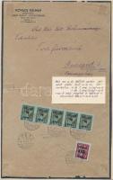 1945 (4. díjszabás) Távolsági levél Kisegítő 5 x 8P/20f + 20P/30f bérmentesítéssel &quot;BÁTYA&quot; - &quot;BUDAPEST&quot; kiállítási célból szétnyitva