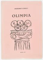 Andruskó Károly: Olimpia ex libris. Senta/Zenta, 1961, 21 p. Címlap hátoldalán számozott (101./600), aláírt példány. Kiadói papírborítóban. Lapméret: 21x14 cm.