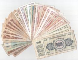 Vegyes 31db-os bankjegy tétel, benne bolgár, NDK-s, egyiptomi, csehszlovák és nagy számú jugoszláv b...