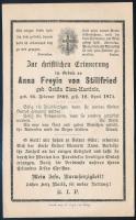 1874 Szentkép / halotti emléklap, Anna Freyin von Stillfried geb. Gräfin Clam-Martinic (1802-1874), ...