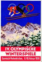 1936 Garmisch-Partenkirchen IV. Olympische Winterspiele / 1936. évi téli olimpiai játékok / Winter Olympics in Garmisch-Partenkirchen advertisement card, winter sport, ski jump s: Schroffner