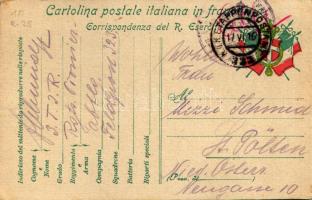 1917 Cartolina postale italiana in franchigia. Corrispondenza del R. Esercito / Olasz tábori posta / WWI Italian military field post + "K.u.k. Etappenpostamt 323." (EK)