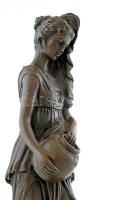 Milo jelzéssel: Korsós nő. Bronz, kőtalapzaton, m: 31,5 cm