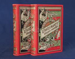 Vörösmarty (Mihály):  Vörösmarty összes költeményei I-II. Sajtó alá rendezte Gyulai Pál. (Népszerű kiadás.) [Teljes mű két kötetben.] Budapest, [1895]. Méhner Vilmos kiadása (Nagy Sándor könyvnyomdája). 1 t. (hártyapapírral védett címkép) + 734 p.; 751 + [1] p. Vörösmarty Mihály munkáit az 1860-as években Ráth Mór, az 1880-as években Méhner Vilmos adta ki. A Méhner Vilmos-féle vállalat a nyolckötetes életműkiadás mellett megjelentette Vörösmarty életművének kétkötetes, népszerű kiadását is, mely célkitűzésének megfelelően nélkülözi az életrajzot, a költő prózáját és publicisztikáját, ám a legszorosabb értelemben vett Vörösmarty-korpuszt - azaz líráját, elbeszélő költészetét, drámaírói munkásságát és drámafordításait - hiánytalanul közli. Egységes, aranyozott, festett kiadói egészvászon kötésben, márványmintás festésű lapszélekkel. Jó példány.