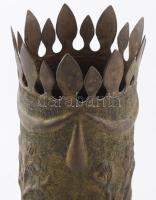 1909 Nagyméretű bronz lövedékből készített szecessziós stílusú váza, m: 39 cm