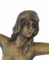 Táncoló akt. Art deco bronz szobor, sérült márvány talapzaton, jelzés nélkül, patinával, m: 33 cm