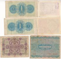 Ausztria 1922. 1K + 2K + 20K + 100K + 1944. 1Sch (2x) T:AU-VG az egyiken sarokhiány, firka
Austria ...