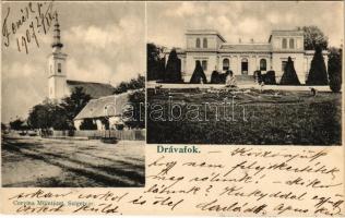 1907 Drávafok (Baranya), Bittó kastély, Református templom. Corvina Műintézet kiadása (fa)