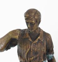 cca 1940, Bronz focista figura, márvány talpazaton, patinás, m: 18 cm