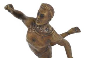 cca 1940, Bronz sportoló figura, márvány talpazaton, m: 18 cm
