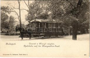 Budapest XIII. Margitsziget, Lóvonat, lóvasút. Kampmann H. / Pferdebahn auf der Margarethen-Insel / horse-drawn tram