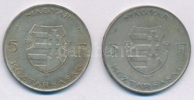 1947. 5Ft Ag "Kossuth" (2x) T:VF,F patina Adamo F8.1