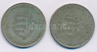 1947. 5Ft Ag "Kossuth" (2x) T:F patina Adamo F8.1
